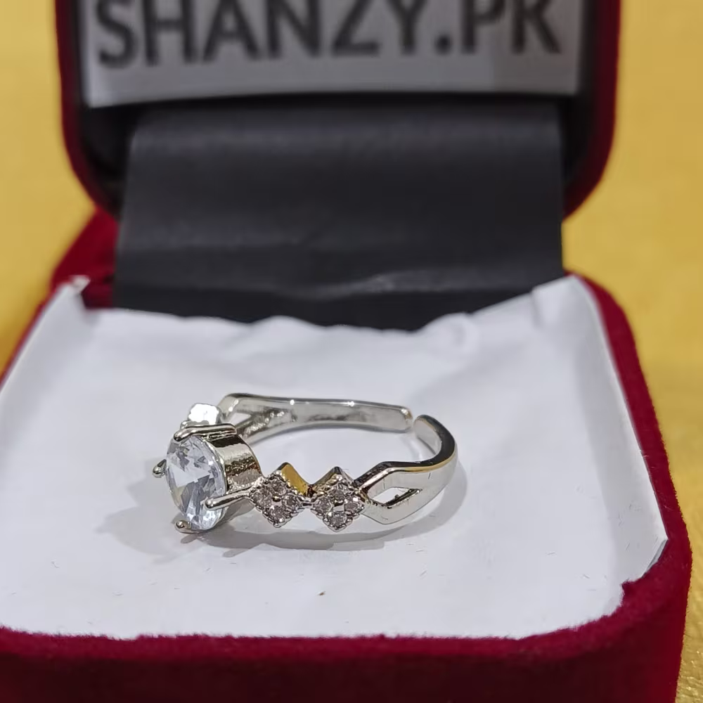 Minimalist Silver Synthetic Zirconia Ladies' Ring For Parties, Dances, Daily Wear & Jewelry Gifts