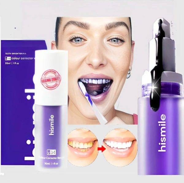 Hismile v34 Colour Corrector, Tooth Stain Concealer, Teeth Whitening Booster, Purple Toothpaste, Color Correcting Technology, V34, Tooth Colour Corrector