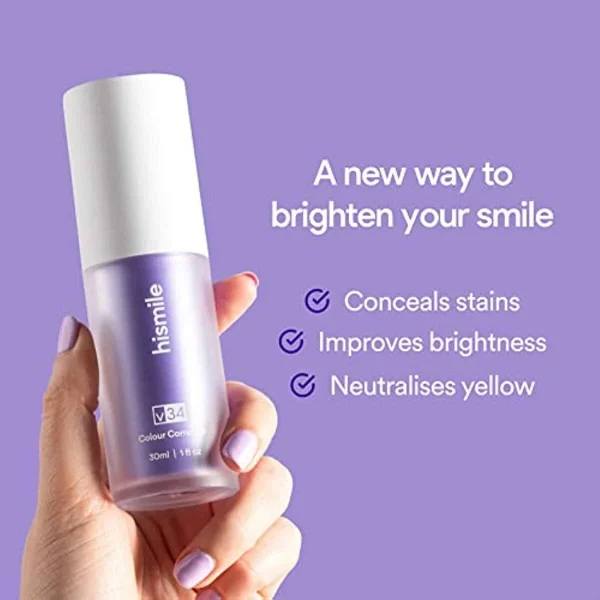 Hismile v34 Colour Corrector, Tooth Stain Concealer, Teeth Whitening Booster, Purple Toothpaste, Color Correcting Technology, V34, Tooth Colour Corrector