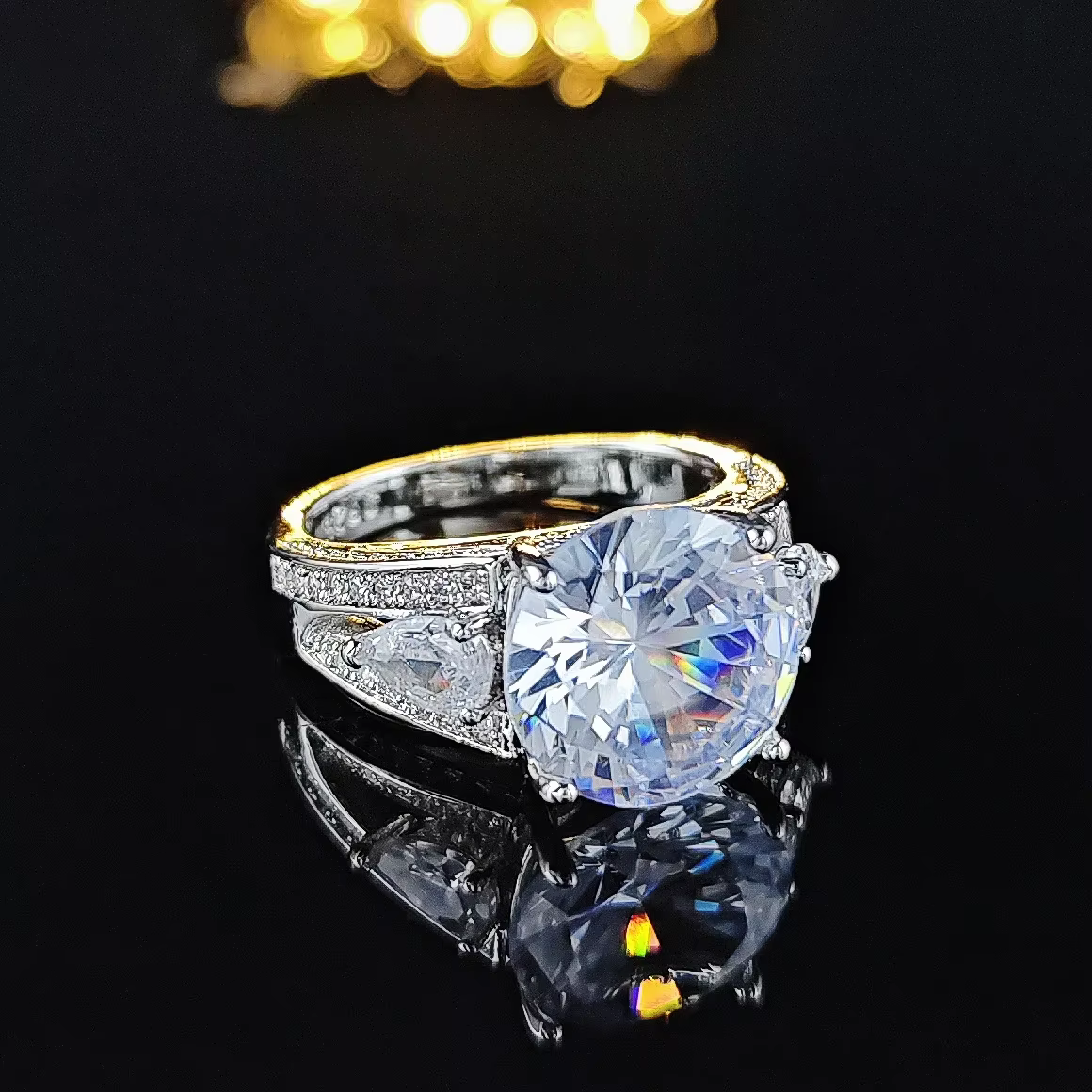 Big Radiant Zircon 4 Claw Setting Rings for Women Engagement Wedding Bands Modern Fashion Jewelry