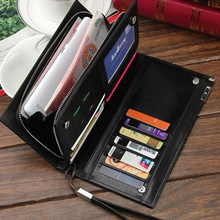 Men’s PU Leather Long Wallet – 12 Card Slots