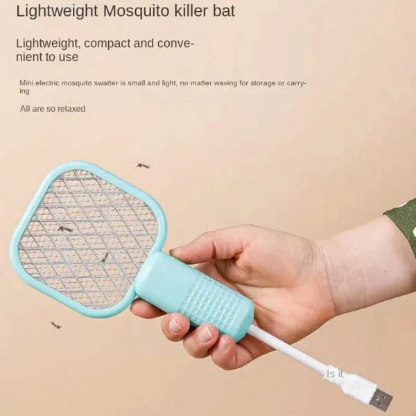 Mini Usb Electric Mosquito Racket, Rechargeable Summer Fly Swatters Trap, Mosquito Swatter Uv Light Sharp Sparking